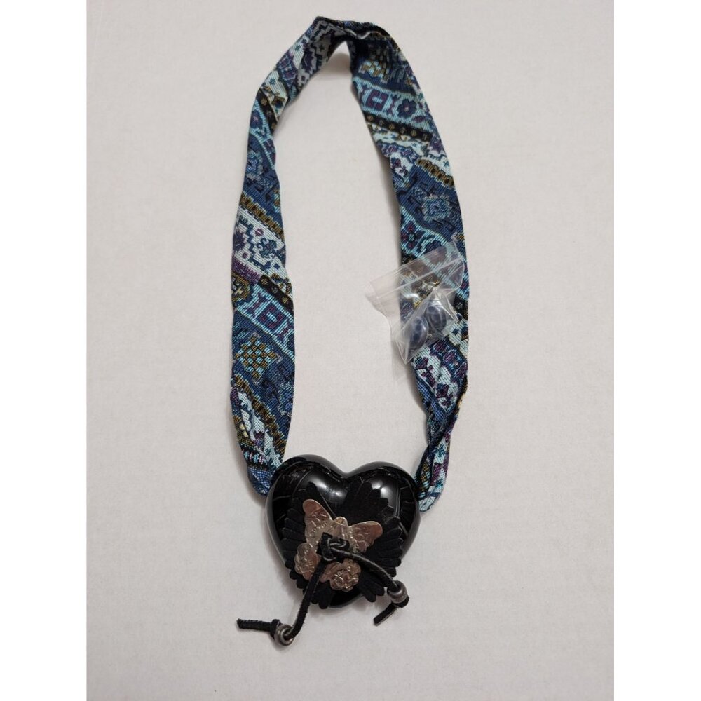 Handmade Necklace stud earring cearmic bandana black heart‎ butterfly necklace